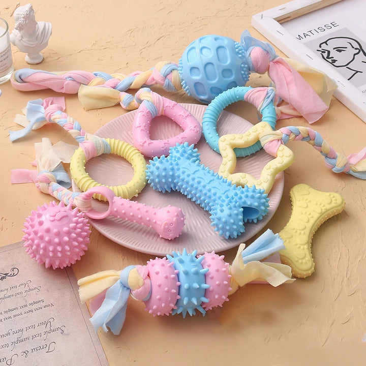 TPR Knot Dog Chew Toy – Bite-Resistant Teeth Cleaning for Small Dogs