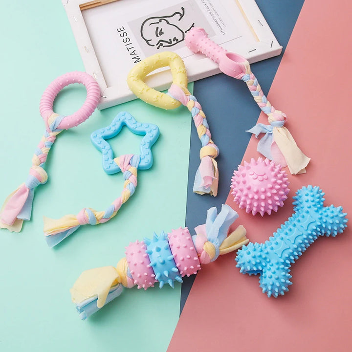 TPR Knot Dog Chew Toy – Bite-Resistant Teeth Cleaning for Small Dogs