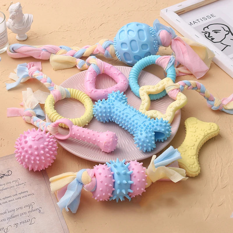 TPR Knot Dog Chew Toy – Bite-Resistant Teeth Cleaning for Small Dogs