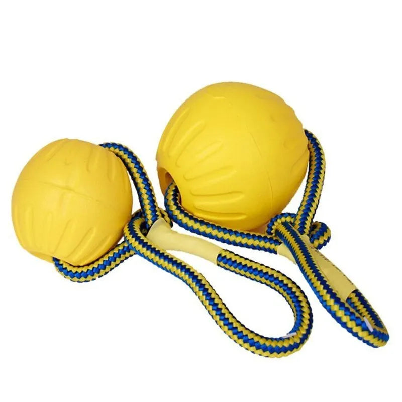 Indestructible Rubber Dog Ball – Chew & Fetch Toy with Rope