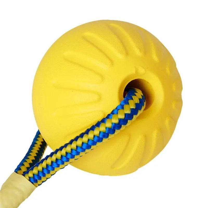 Indestructible Rubber Dog Ball – Chew & Fetch Toy with Rope