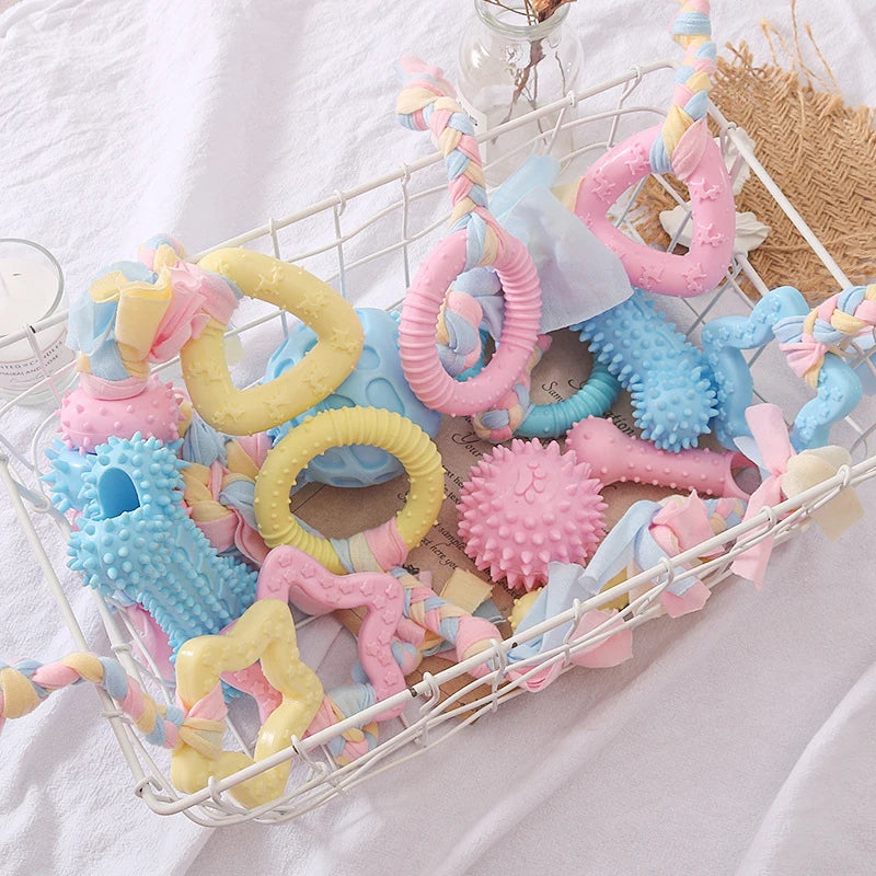 TPR Knot Dog Chew Toy – Bite-Resistant Teeth Cleaning for Small Dogs