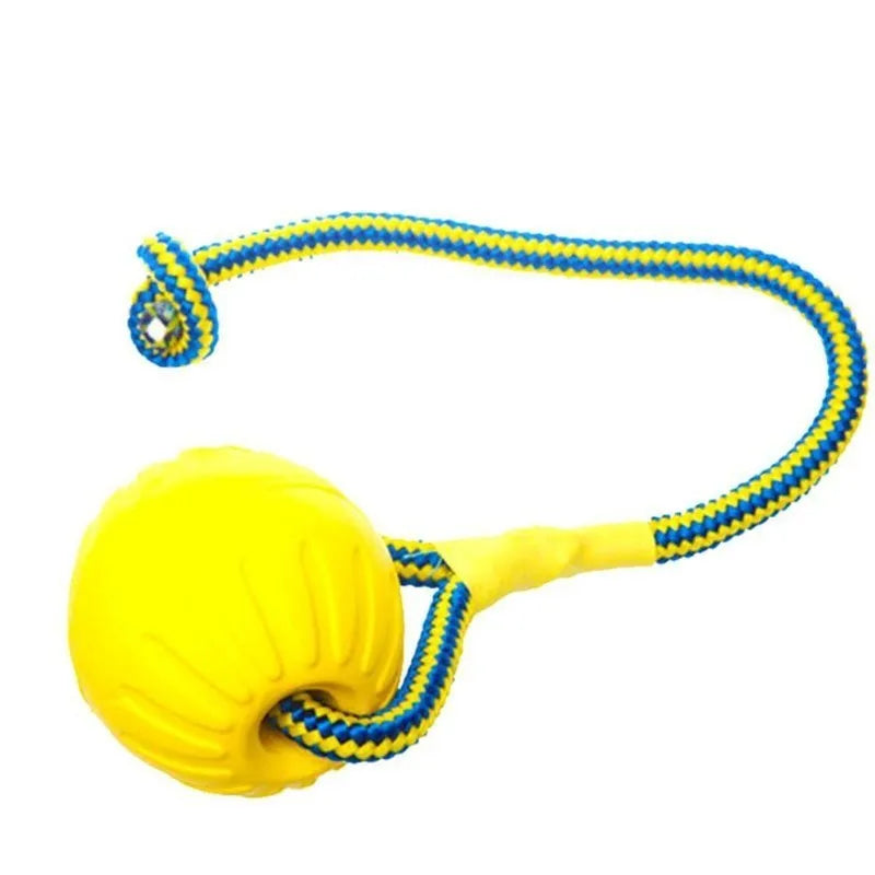 Indestructible Rubber Dog Ball – Chew & Fetch Toy with Rope