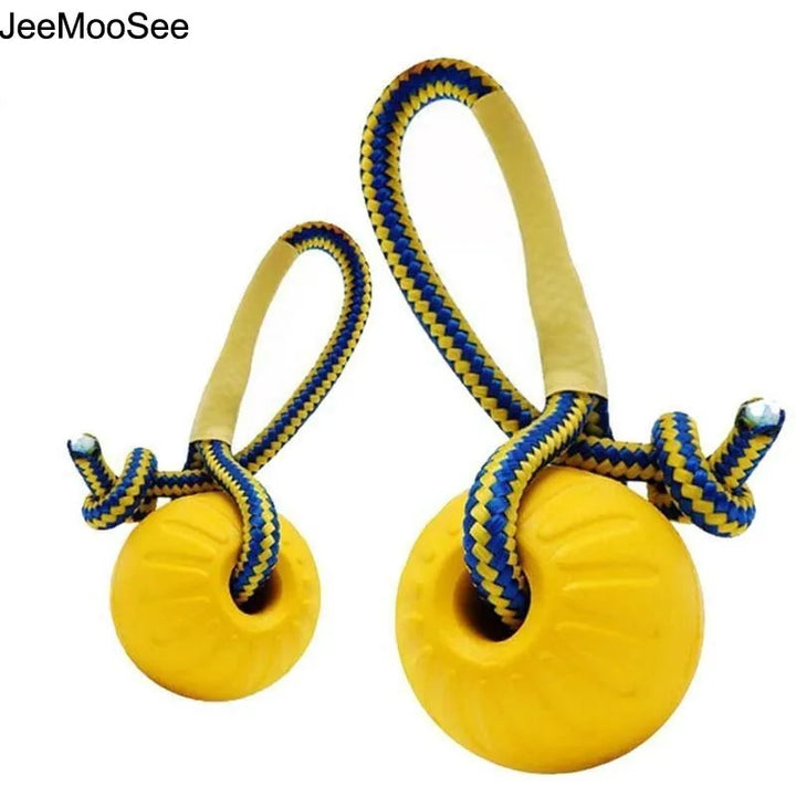 Indestructible Rubber Dog Ball – Chew & Fetch Toy with Rope