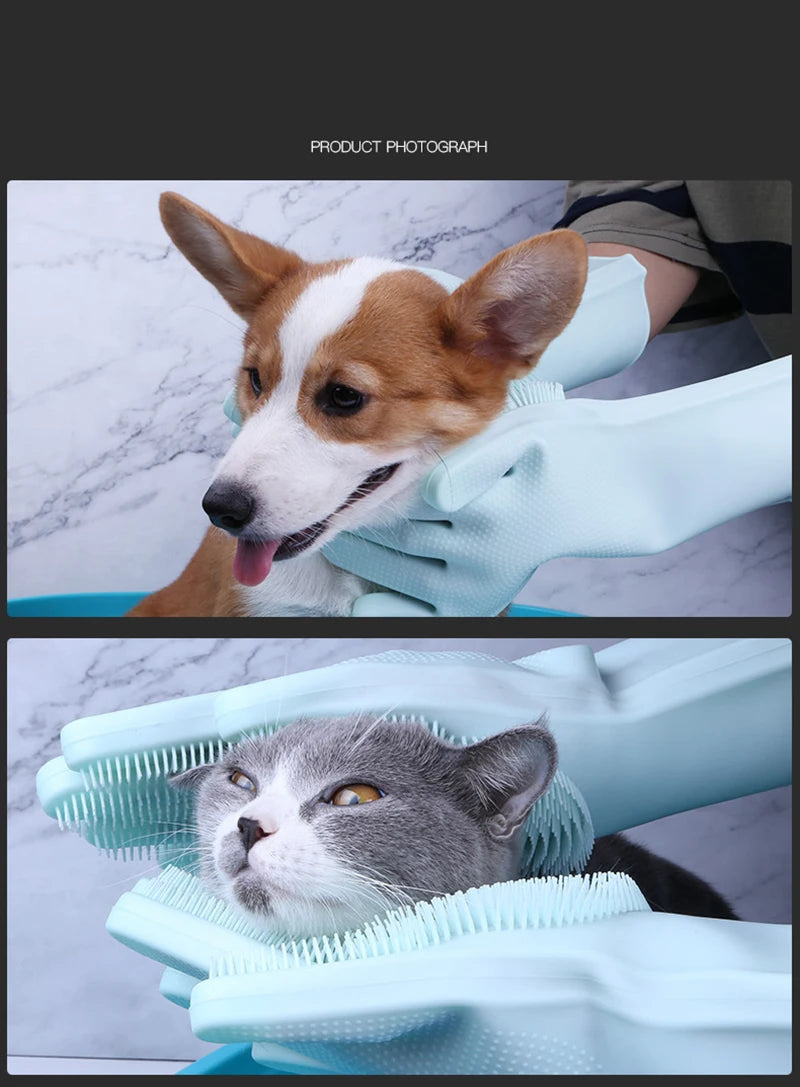 Pet Grooming Glove – Silicone Bath & Hair Removal for Dogs & Cats