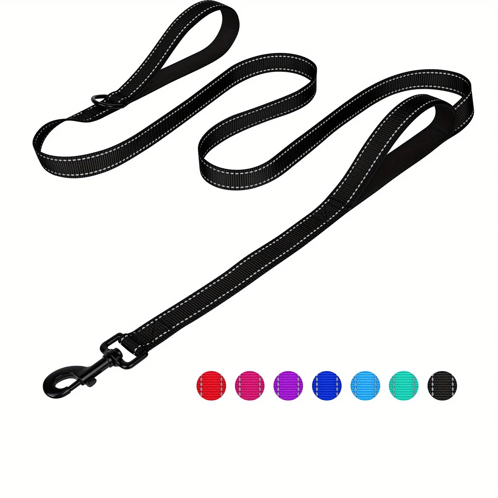 Double Handle Reflective Dog Leash – Heavy Duty, Night Safety