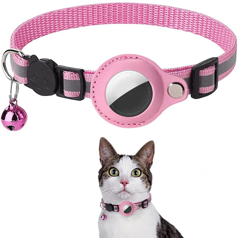Anti-Lost Cat Collar – Airtag GPS Case with Bell & Reflective Design