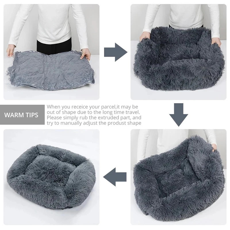 Rectangle Plush Pet Bed – Warm Winter Mat for Cats & Dogs