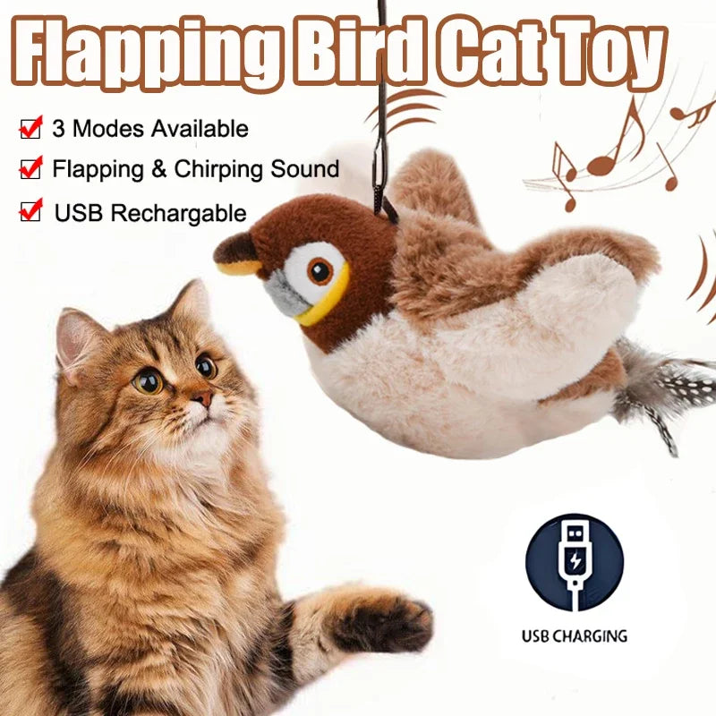 Interactive Cat Toy – Flapping Bird with Catnip, Rechargeable Plush