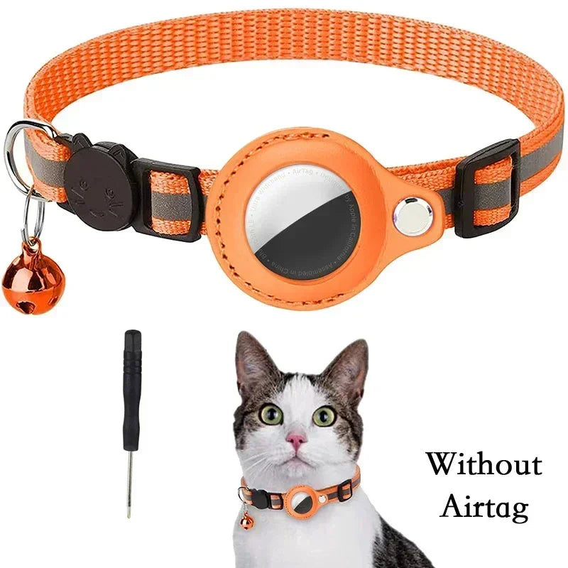 Anti-Lost Cat Collar – Airtag GPS Case with Bell & Reflective Design