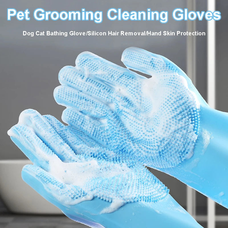 Pet Grooming Glove – Silicone Bath & Hair Removal for Dogs & Cats