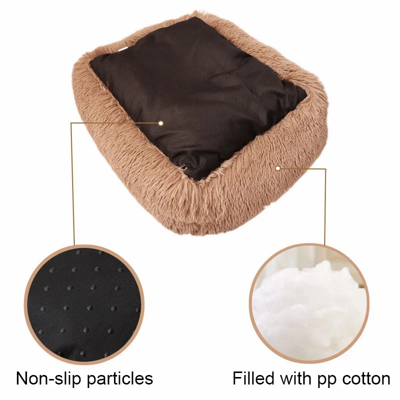 Rectangle Plush Pet Bed – Warm Winter Mat for Cats & Dogs