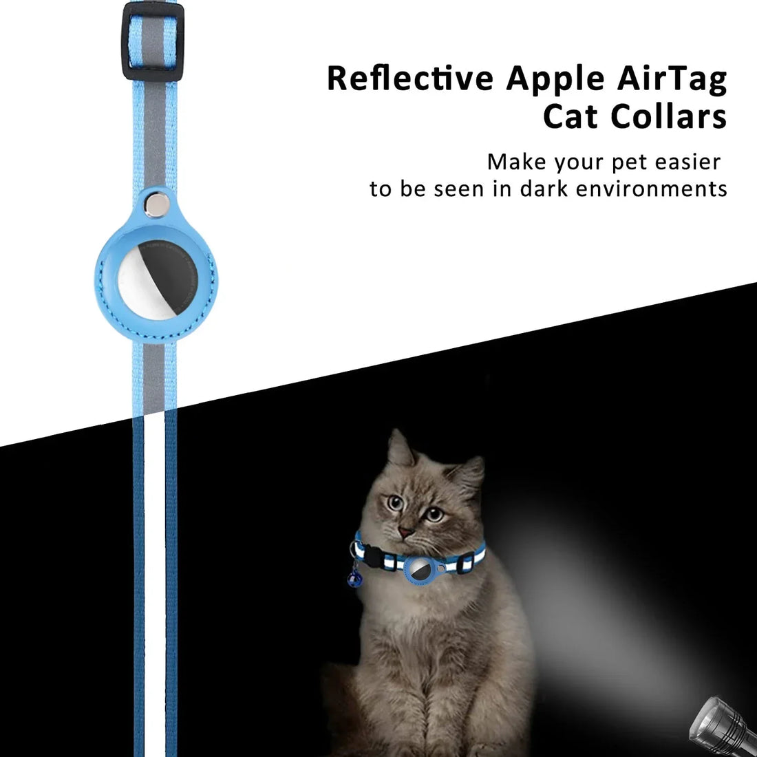 Anti-Lost Cat Collar – Airtag GPS Case with Bell & Reflective Design