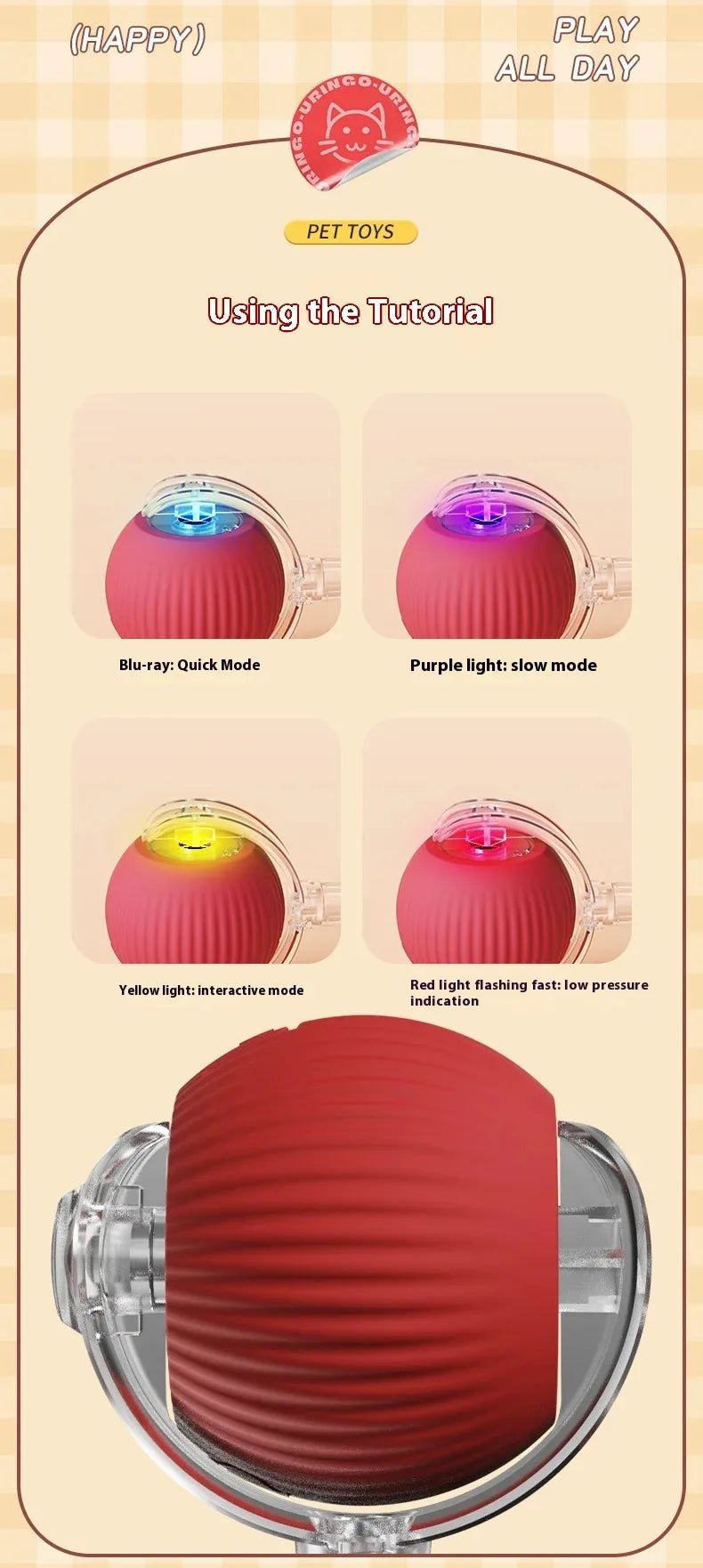 Interactive Rolling Ball Toy – Smart Rechargeable Pet Toy for Cats & Dogs