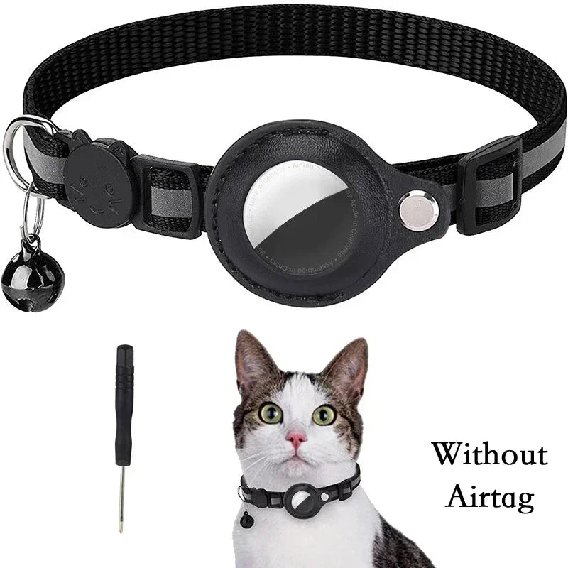 Anti-Lost Cat Collar – Airtag GPS Case with Bell & Reflective Design