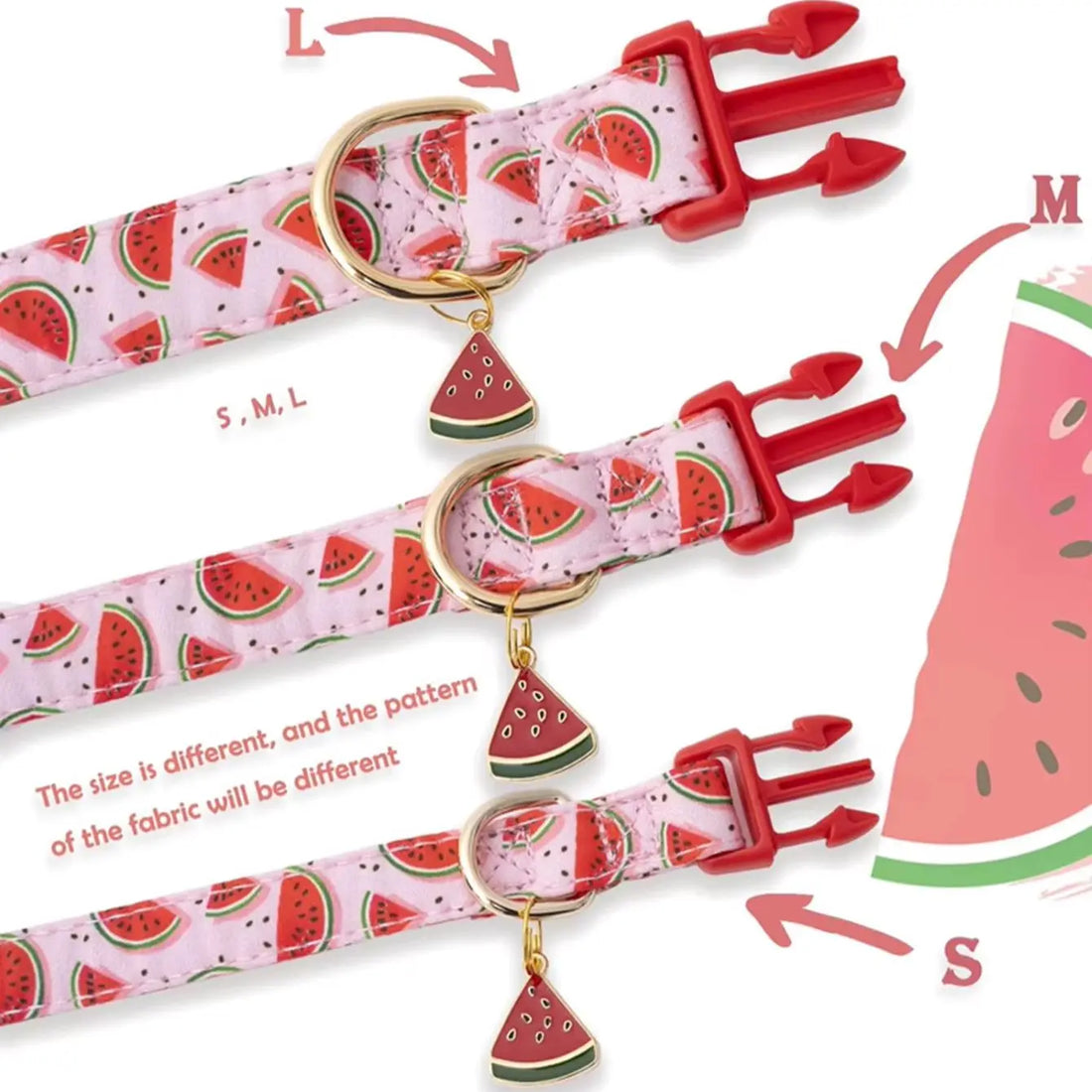 CP602/611 Fruit Pattern Pet Collar – Metal Pendant for Cats & Dogs
