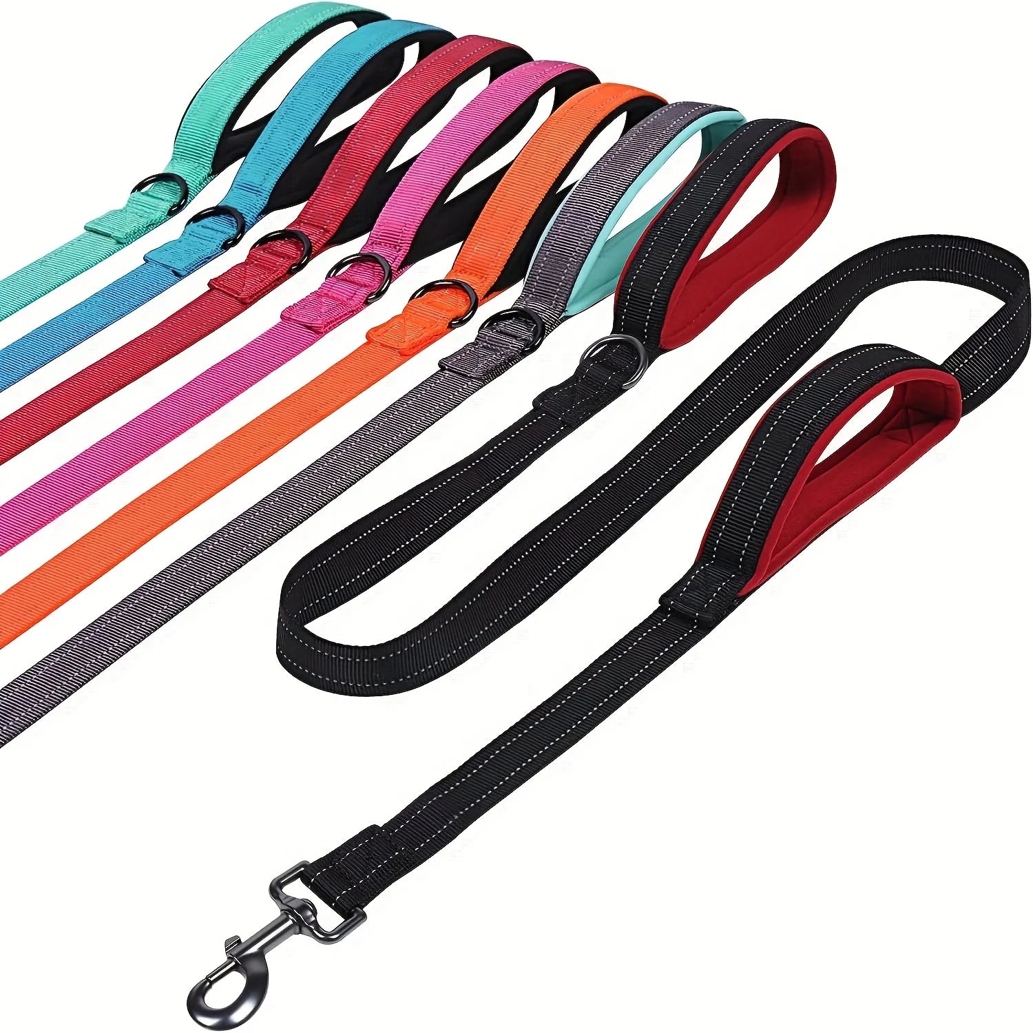 Double Handle Reflective Dog Leash – Heavy Duty, Night Safety