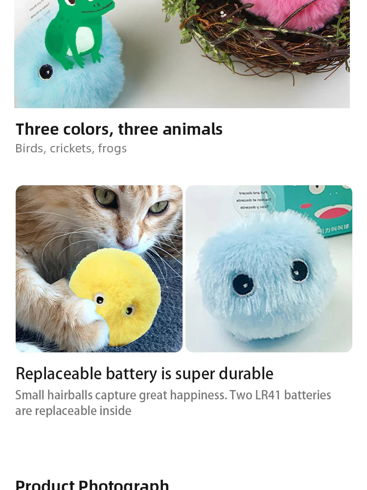 Smart Plush Cat Toy – Electric Catnip Squeak Ball