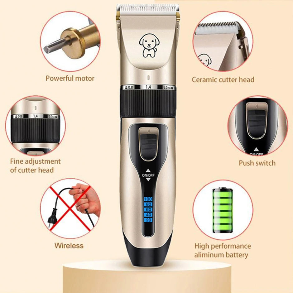 Professional All-Metal Pet Hair Clipper – Rechargeable & Low Noise