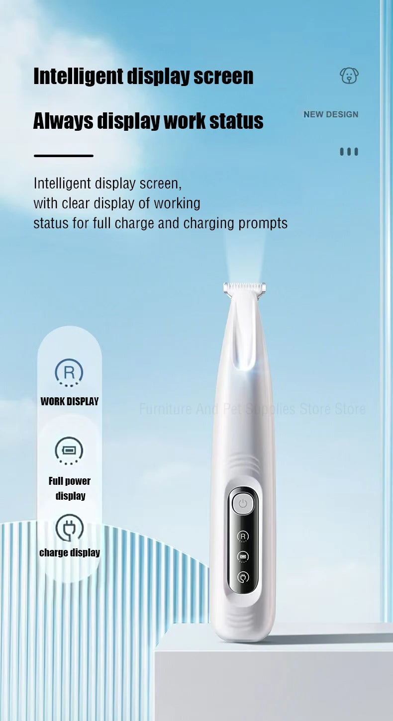 LED Dog Paw Trimmer – Waterproof Pet Hair Clippers with 18mm Blade