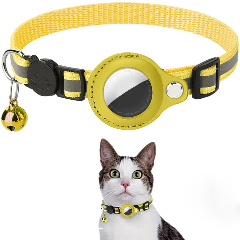Anti-Lost Cat Collar – Airtag GPS Case with Bell & Reflective Design