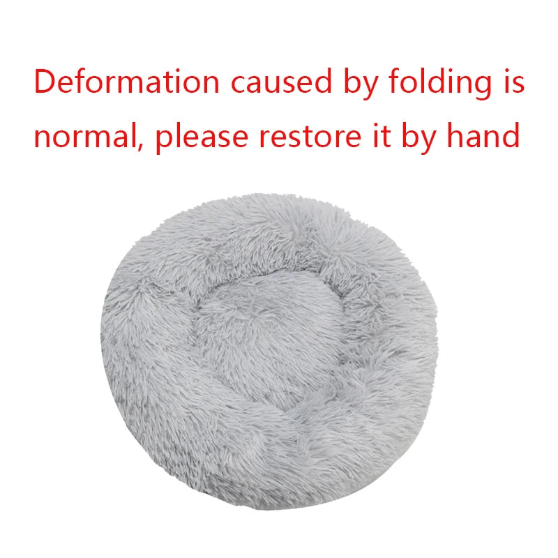 Round Plush Pet Bed – Winter Warm Dog & Cat Sofa