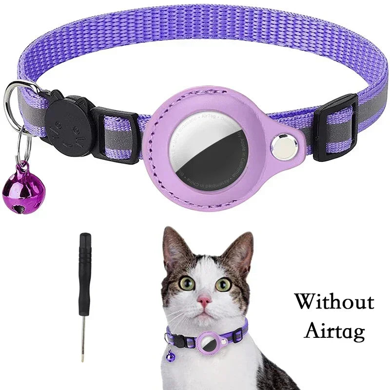 Anti-Lost Cat Collar – Airtag GPS Case with Bell & Reflective Design