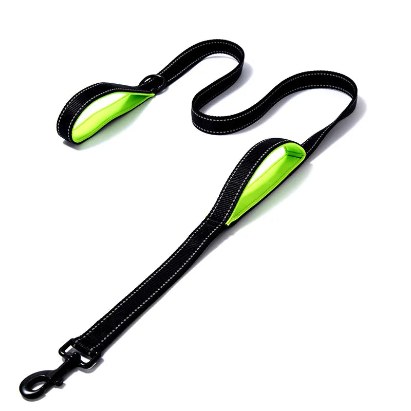 Double Handle Reflective Dog Leash – Heavy Duty, Night Safety