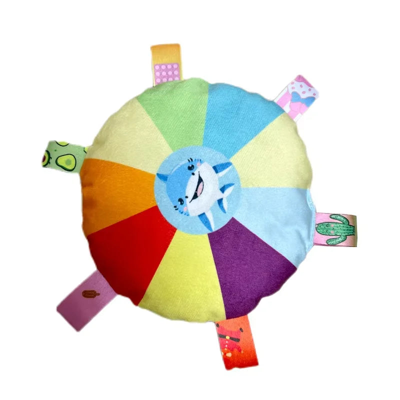 Rainbow Plush Flying Saucer Dog Toy – Interactive Chew & Bell Toy