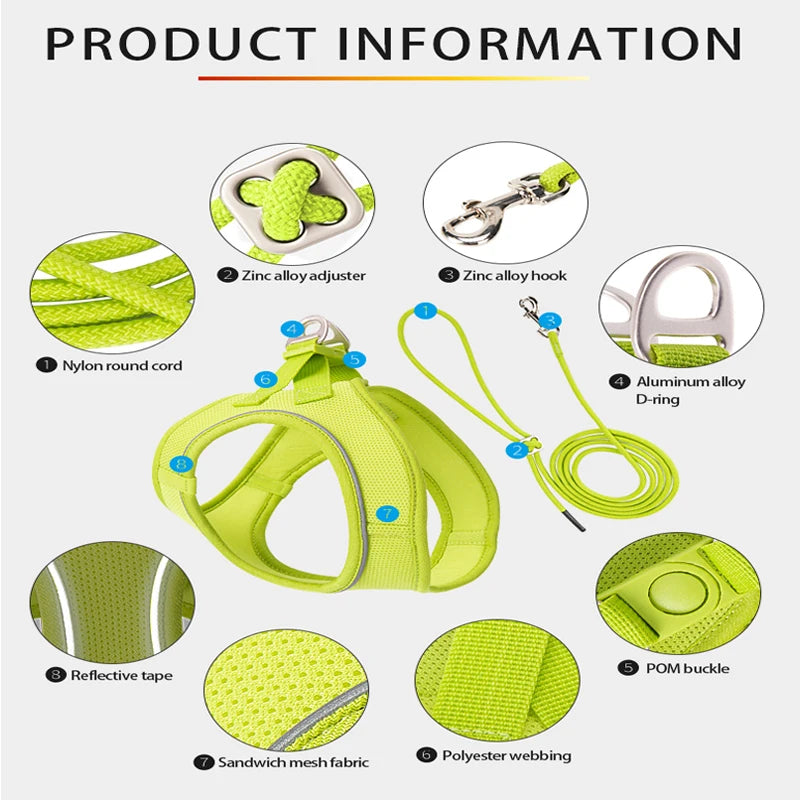 Reflective Dog Harness & Leash Set