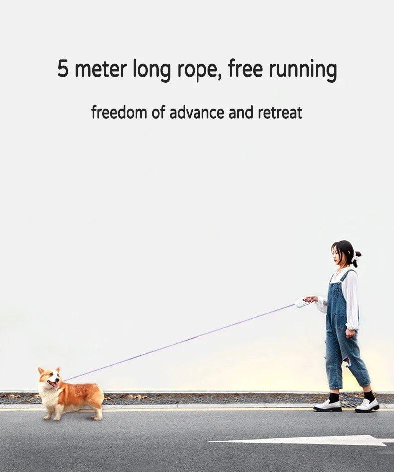 LED Retractable Dog Leash with Light – 3m/5m for Small to Large Pets