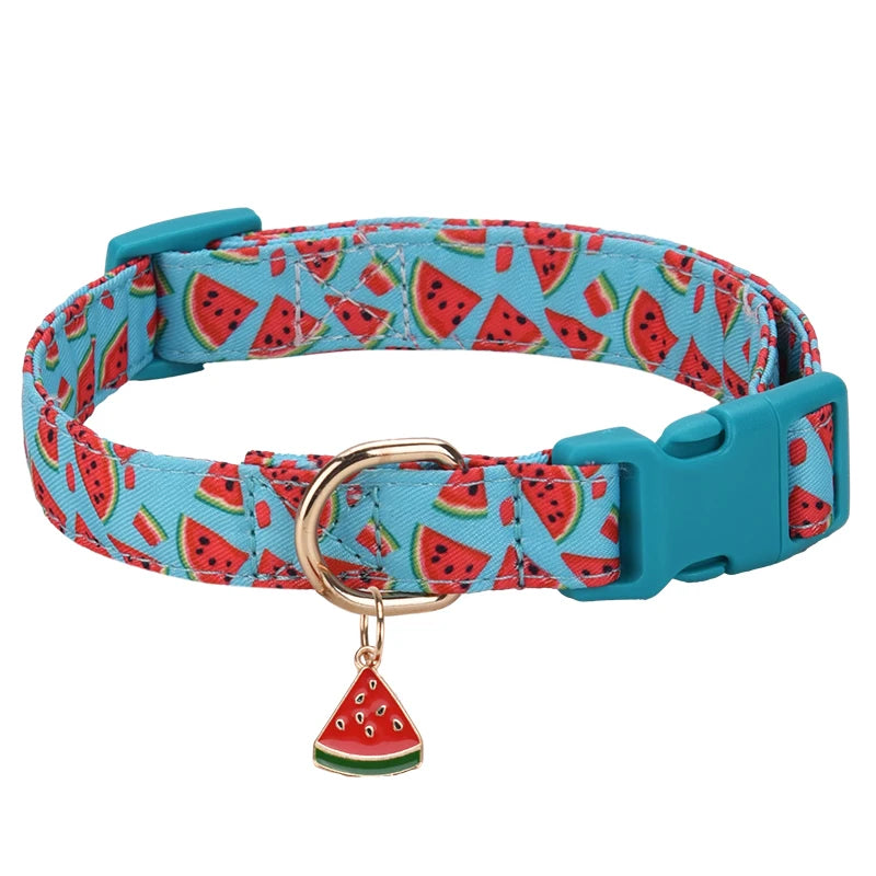 CP602/611 Fruit Pattern Pet Collar – Metal Pendant for Cats & Dogs