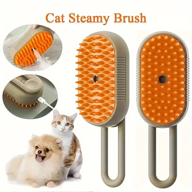 Steam Spray Pet Brush – Rotatable Hair Removal Comb for Cats & Dogs