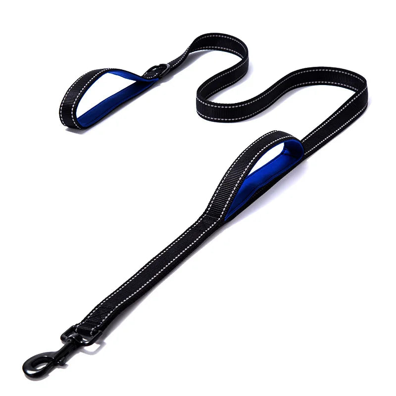 Double Handle Reflective Dog Leash – Heavy Duty, Night Safety