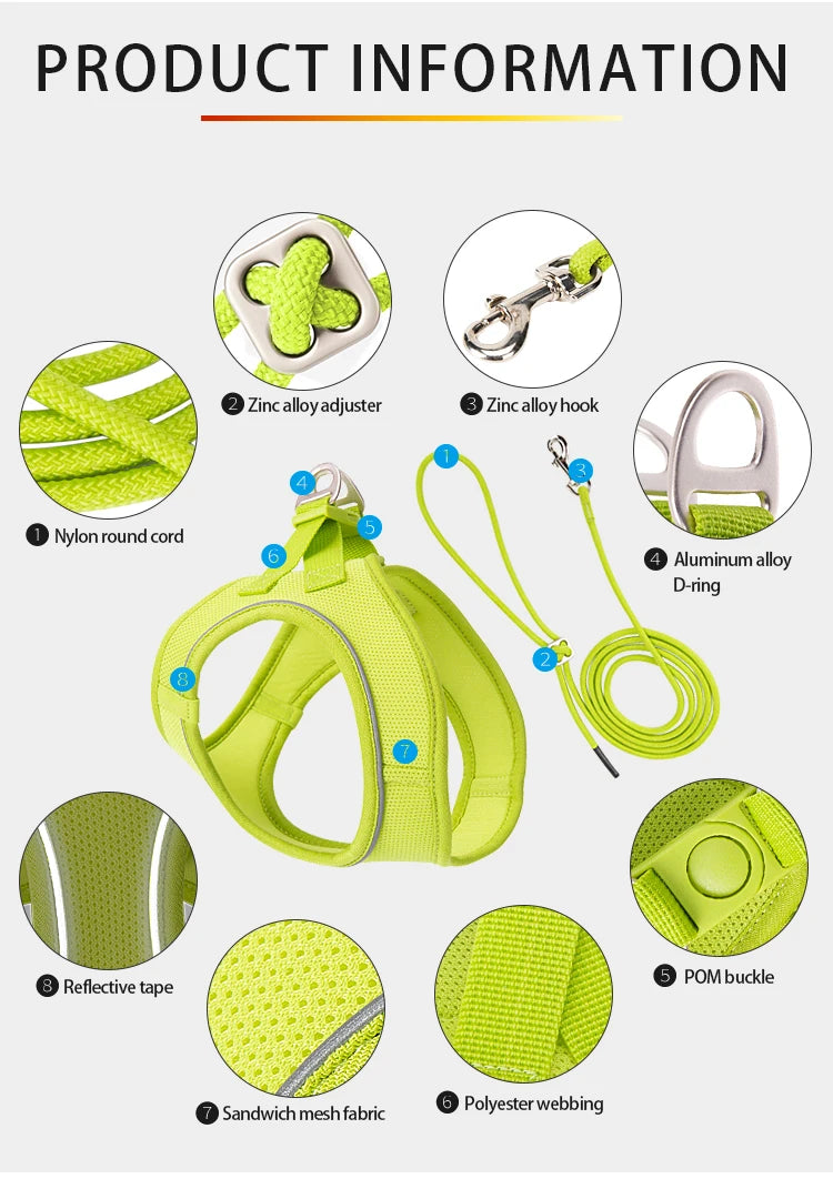 Reflective Dog Harness & Leash Set