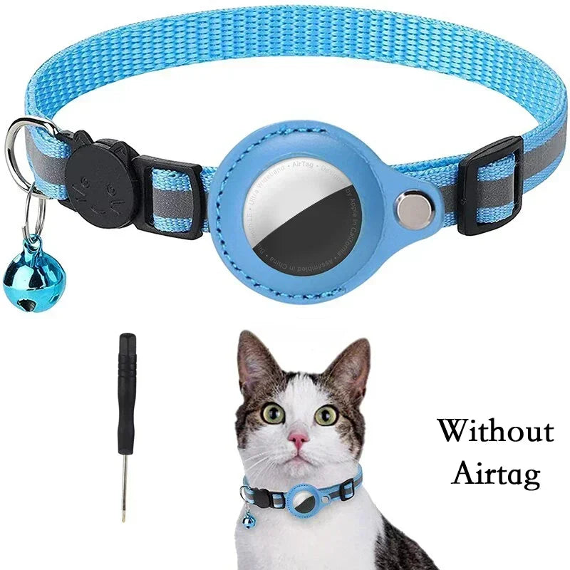 Anti-Lost Cat Collar – Airtag GPS Case with Bell & Reflective Design