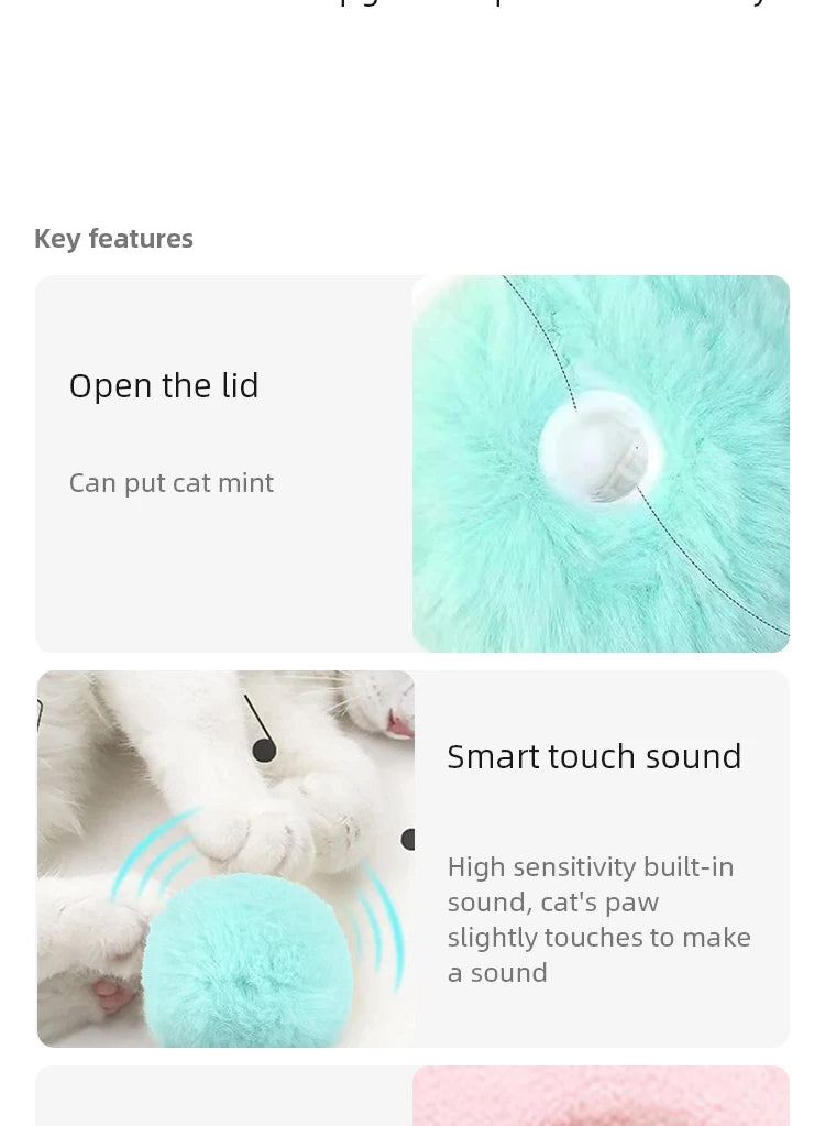 Smart Plush Cat Toy – Electric Catnip Squeak Ball