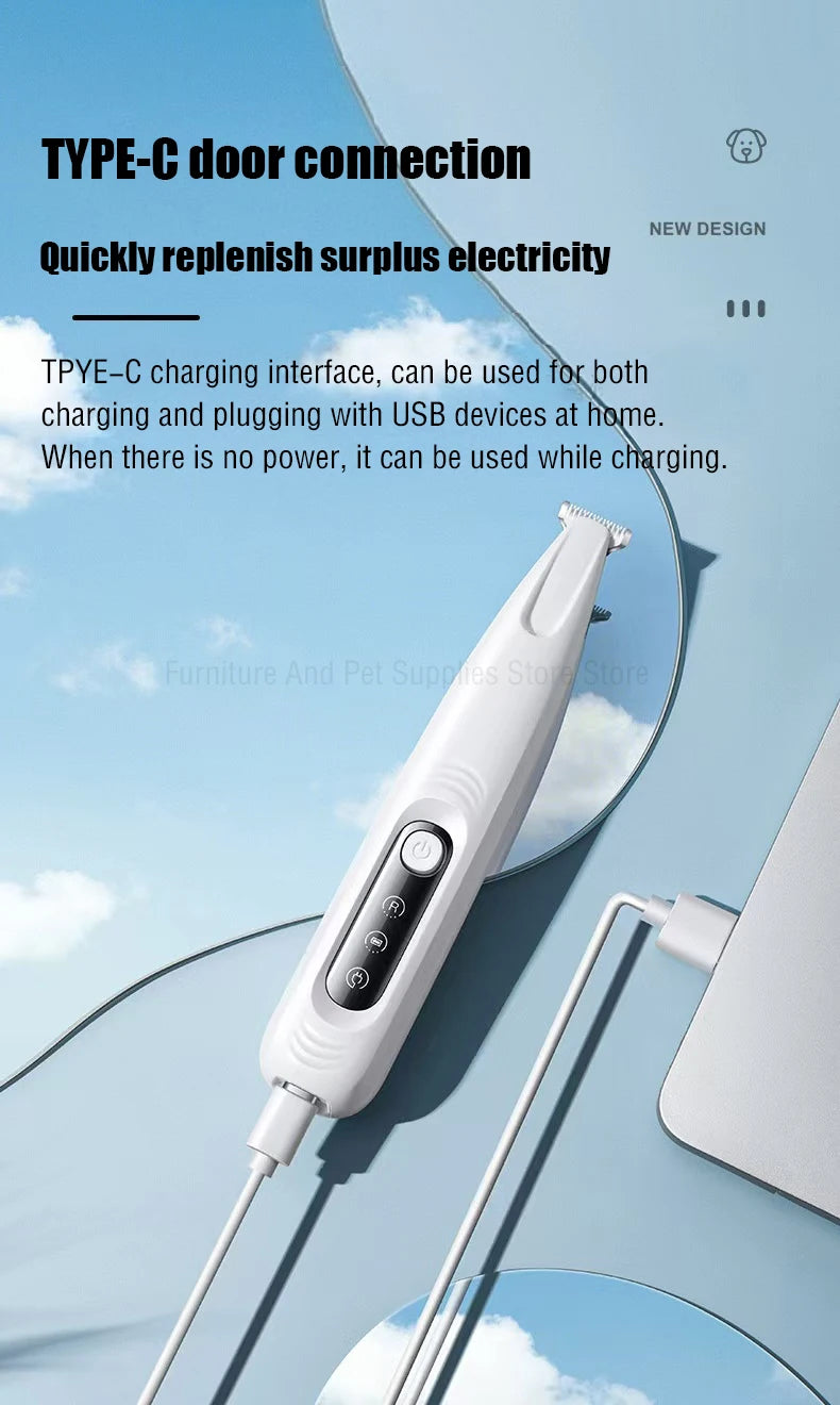 LED Dog Paw Trimmer – Waterproof Pet Hair Clippers with 18mm Blade