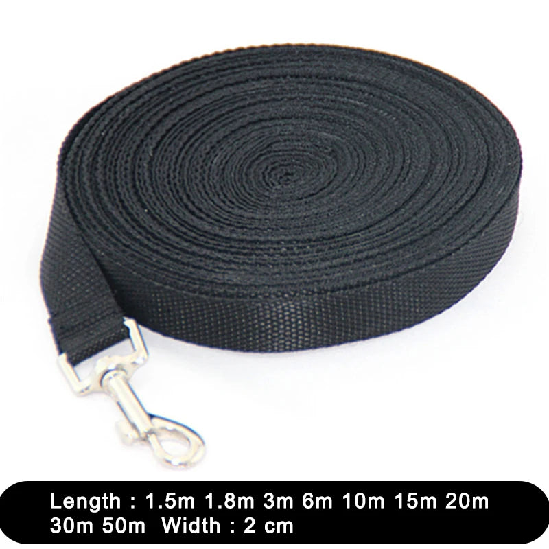 Solid Nylon Dog Leash – Long Lead Rope for Large Dogs (1.5–50m)