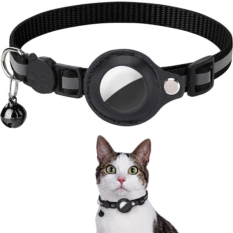 Anti-Lost Cat Collar – Airtag GPS Case with Bell & Reflective Design
