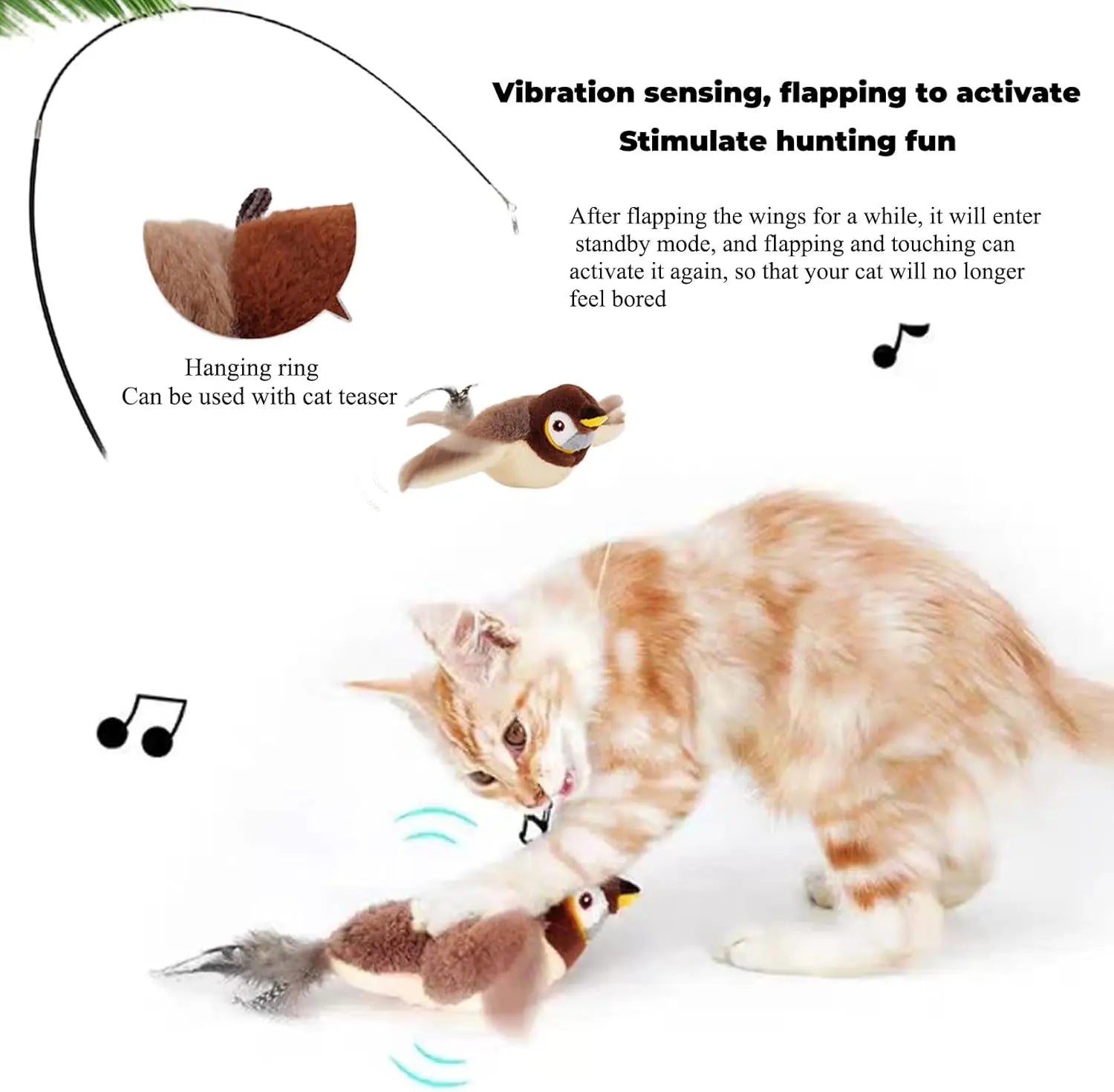 Interactive Cat Toy – Flapping Bird with Catnip, Rechargeable Plush