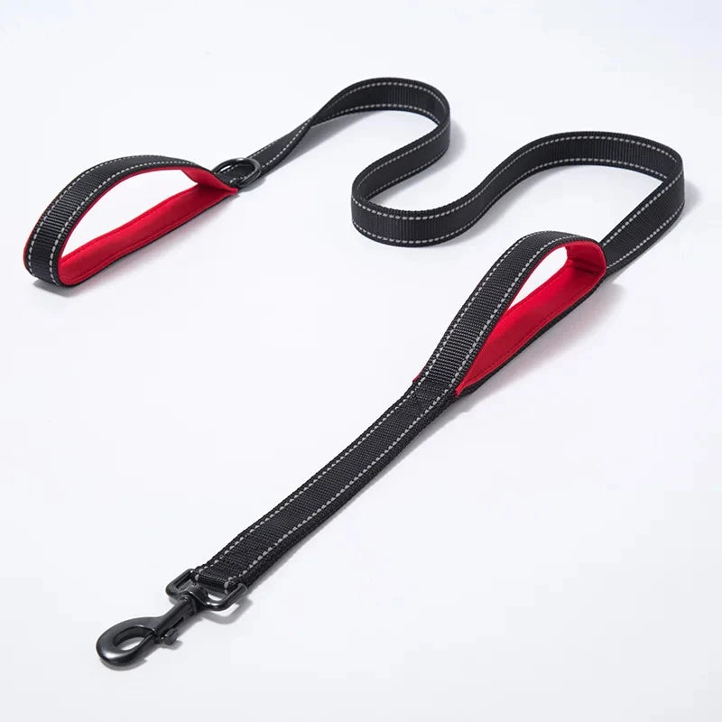 Double Handle Reflective Dog Leash – Heavy Duty, Night Safety