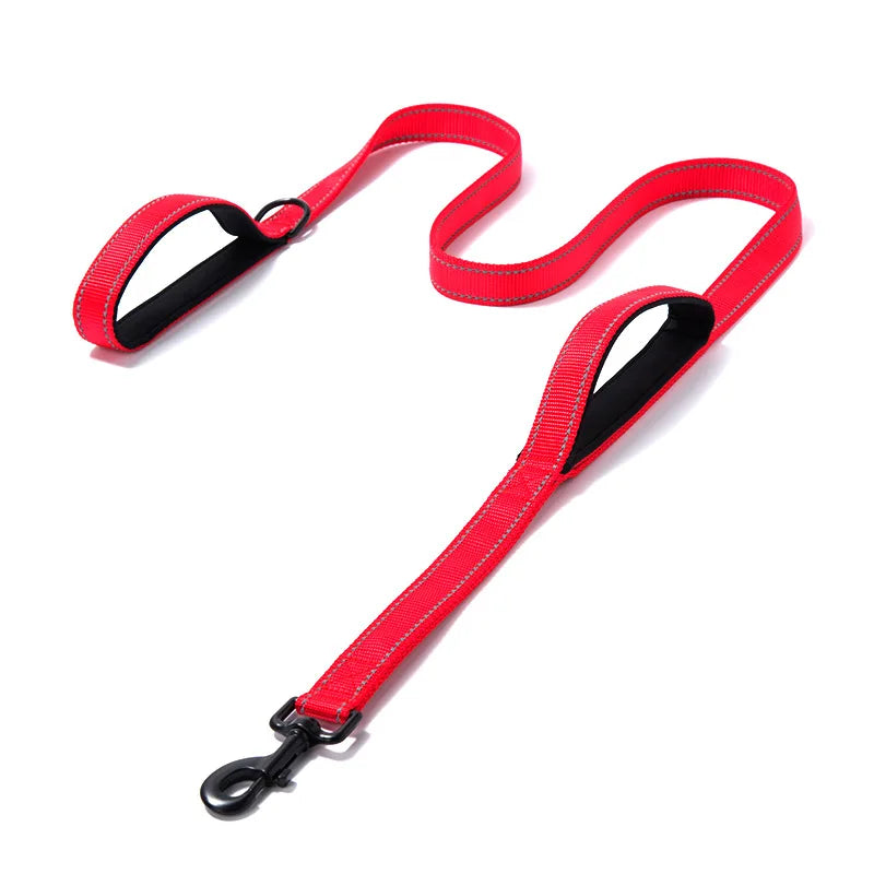 Double Handle Reflective Dog Leash – Heavy Duty, Night Safety
