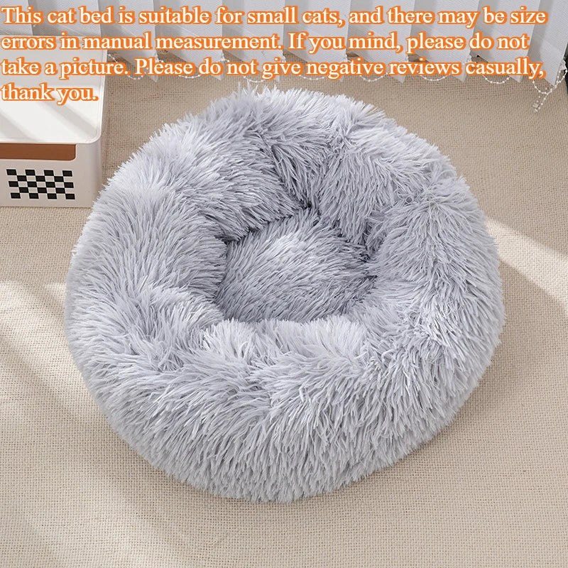 Striped Plush Pet Bed – Round Nest for Cats & Dogs