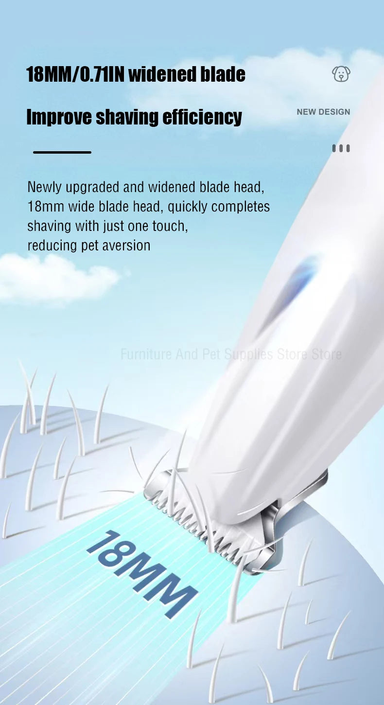 LED Dog Paw Trimmer – Waterproof Pet Hair Clippers with 18mm Blade