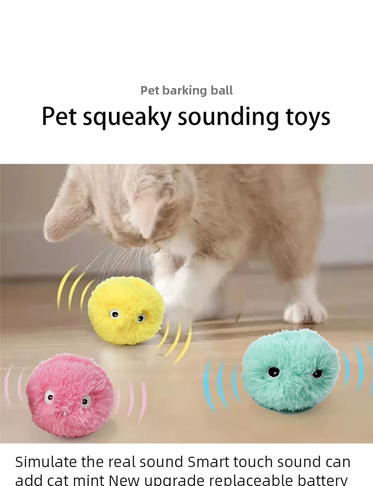 Smart Plush Cat Toy – Electric Catnip Squeak Ball