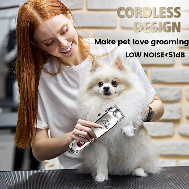 Professional All-Metal Pet Hair Clipper – Rechargeable & Low Noise