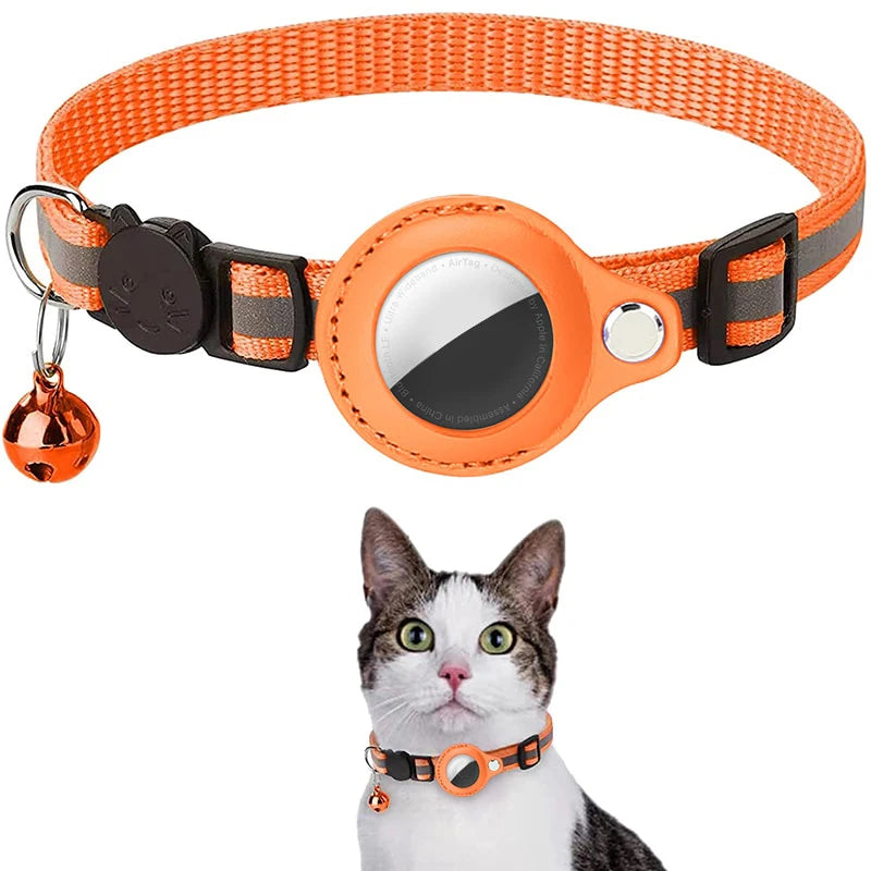 Anti-Lost Cat Collar – Airtag GPS Case with Bell & Reflective Design