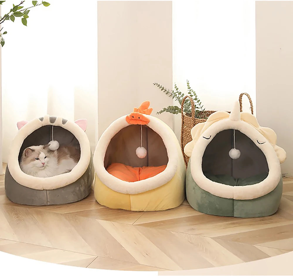 Deep Sleep Cartoon Pet Bed – Foldable Washable Cat & Small Dog Mat