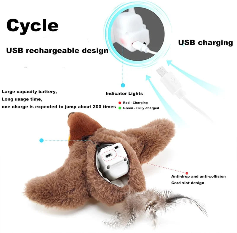 Interactive Cat Toy – Flapping Bird with Catnip, Rechargeable Plush